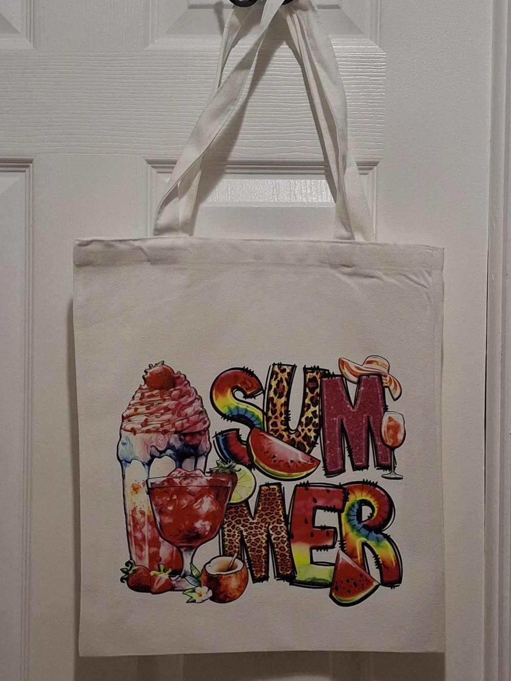 Summer Graphic Canvas Tote